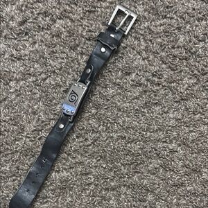 Black Leather Belt with Silver Buckle